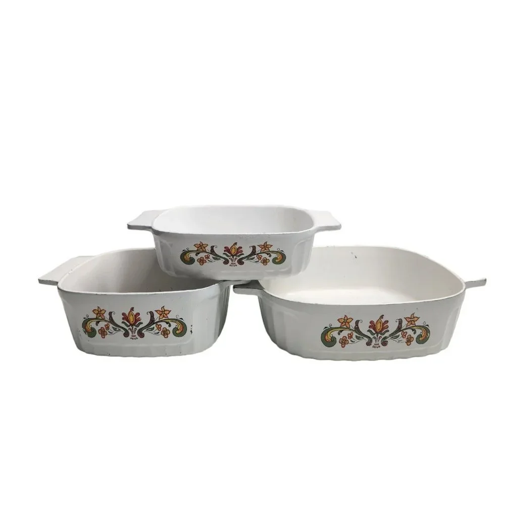Vintage 3-Piece Nordic Ware Cast Bake Ware Casserole 2 Qt Bundt 1 1/2 Qt 1 Qt
